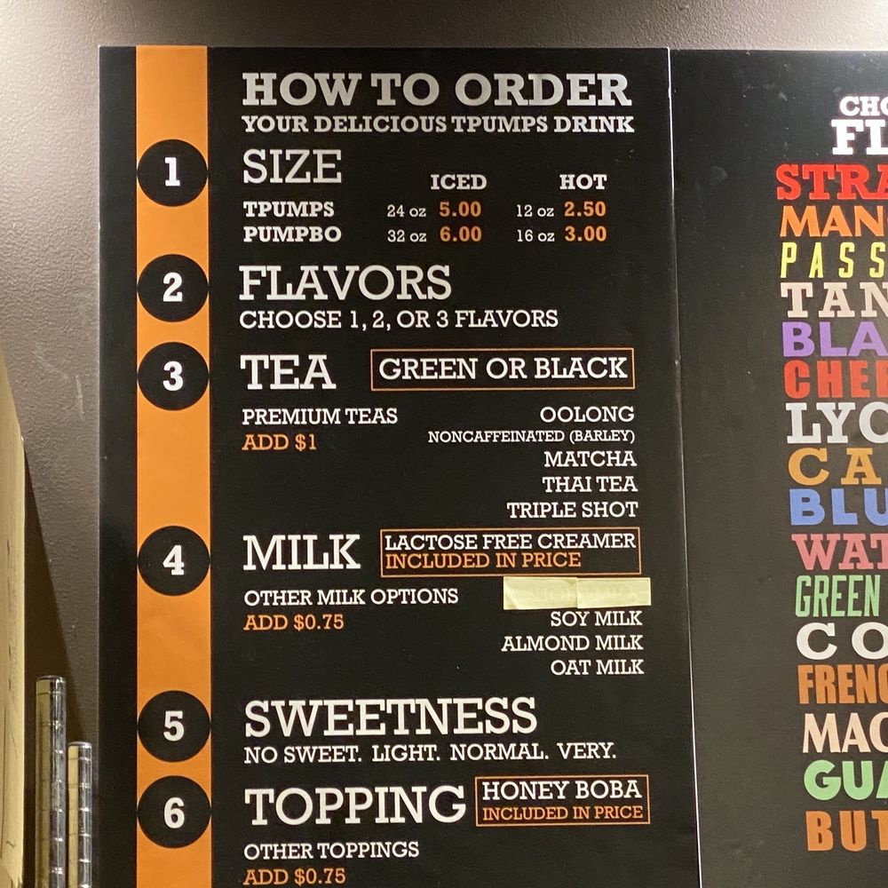 Tpumps - Pasadena - Menu - Bubble Tea Near Me - Pasadena, California