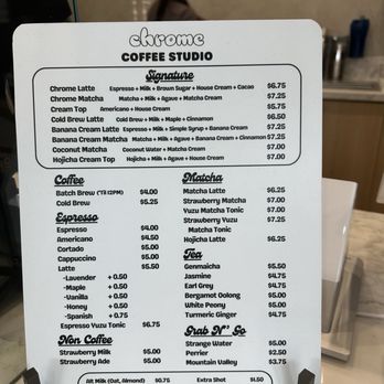 Chrome Coffee Studio - Menu - Coffee & Tea Near Me - Torrance, California