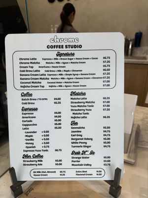 Menu photo 4 Chrome Coffee Studio Torrance, CA