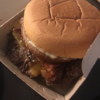 Diesel and Duke - Yummy burger with aged cheddar, bacon and onion ring! Instead of bbq sauce I did ketchup and mayo. - Burgers Near Me - Montclair, New Jersey