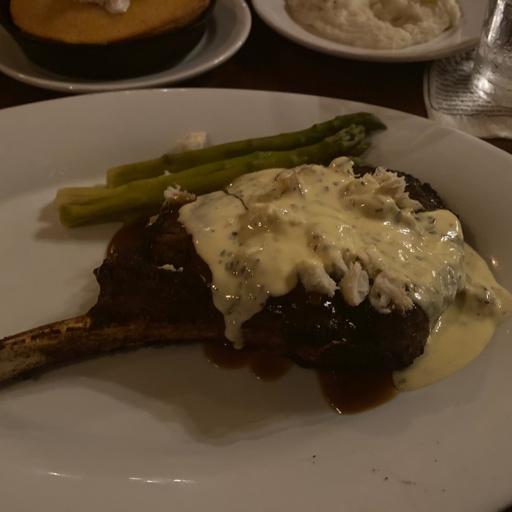 Walt's Hitching Post - Bone in ribeye Oscar style - New American Near Me - Fort Wright, Kentucky Walt's Hitching Post - Bone in ribeye Oscar style - New American Near Me - Fort Wright, Kentucky