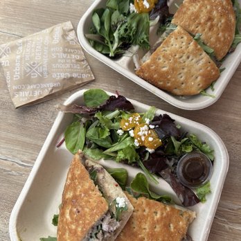 Urbane Cafe - Chimichurri steak sandwich with a side of salad & cranberry white chocolate cookie - Salad Near Me - Long Beach, California