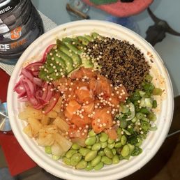AK to ATX Poke Bowl add pineapple and pickled red onions AK to ATX Poke Bowl add pineapple and pickled red onions