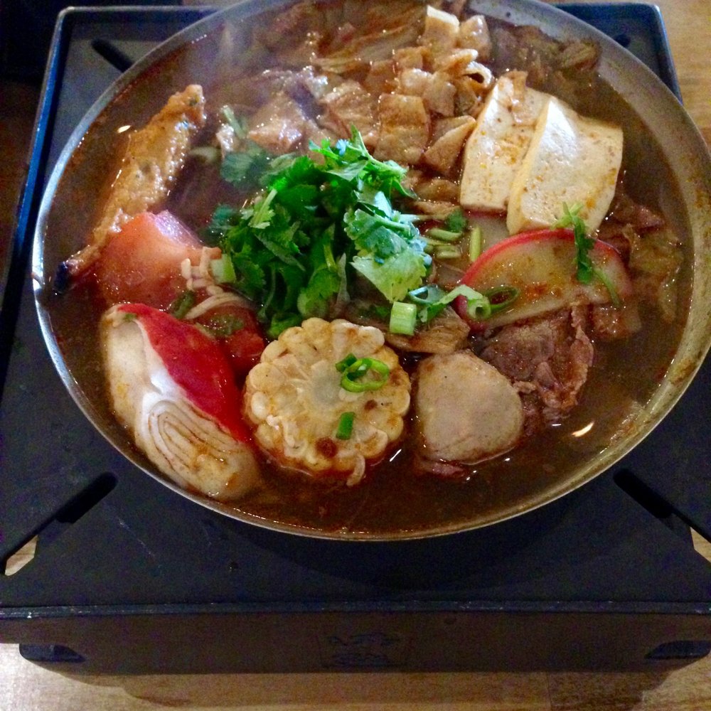 Boiling Point - close up of beef hot pot! beef, veggies, tofu, tempura, noodles below - Hot Pot Near Me - Fremont, California Boiling Point - close up of beef hot pot! beef, veggies, tofu, tempura, noodles below - Hot Pot Near Me - Fremont, California