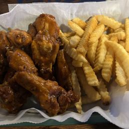 10 Bone-in Hot wings with fries 10 Bone-in Hot wings with fries