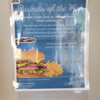 Culver's - Offer for business of the week - Burgers Near Me - Kennesaw, Georgia Culver's - Offer for business of the week - Burgers Near Me - Kennesaw, Georgia