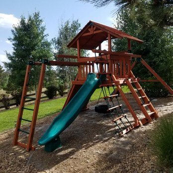 Ultimate Playsets - Mountaineer with tire swing rock wall monkey bars - Playsets Near Me - Englewood, Colorado