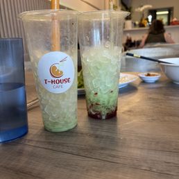 Matcha latte and matcha strawberry Matcha latte and matcha strawberry