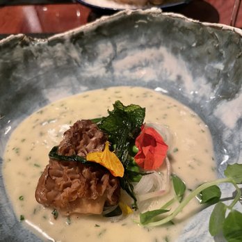 Aubergine - Morels, and a cream sauce with kohlrabi noodles - New American Near Me - Carmel, California