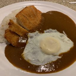 Regular Size Curry Rice Plate with Chicken Katsu and Fried Egg Regular Size Curry Rice Plate with Chicken Katsu and Fried Egg
