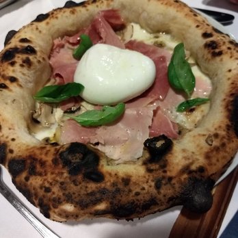 Piccolo Buco - Burrata, mushroom and ham pizza. Yummy - Italian Near Me - Rome, RM Piccolo Buco - Burrata, mushroom and ham pizza. Yummy - Italian Near Me - Rome, RM