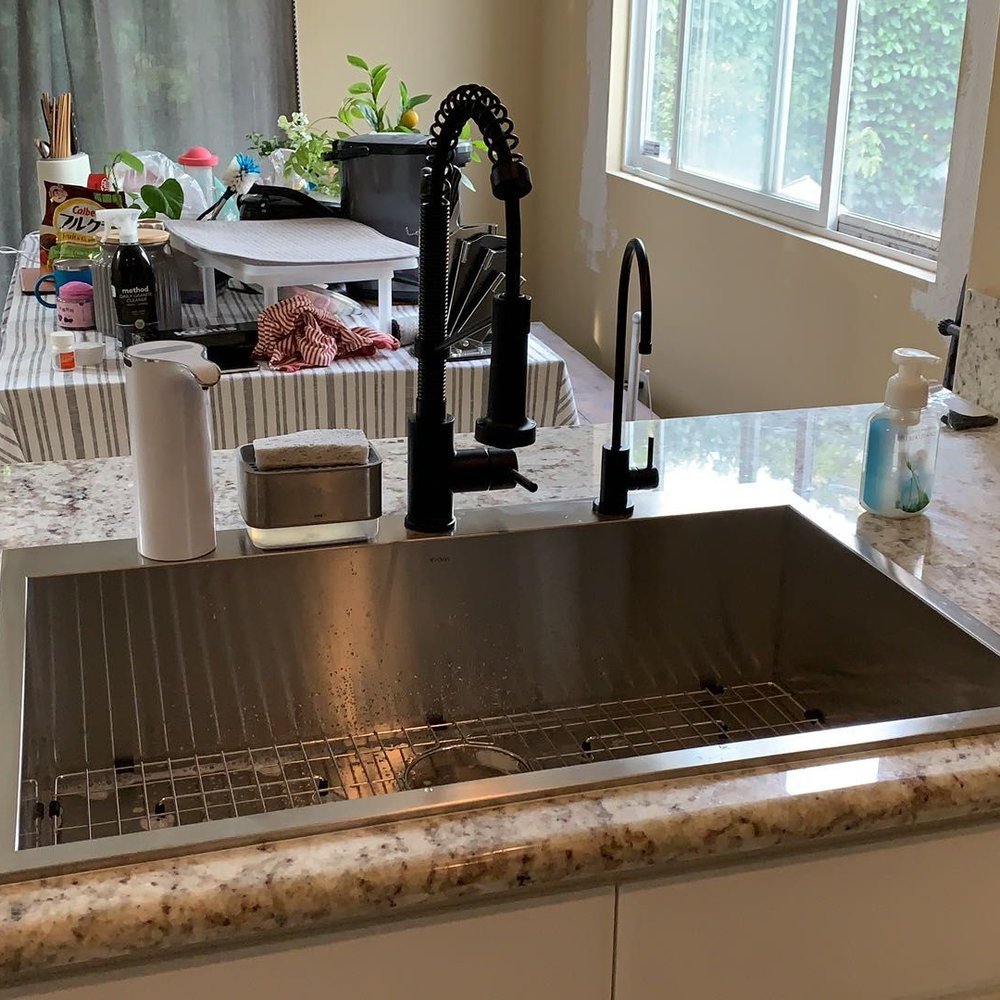 they replaced my old small double sink with larger new sink and new faucets. Impressed with the work. they replaced my old small double sink with larger new sink and new faucets. Impressed with the work.