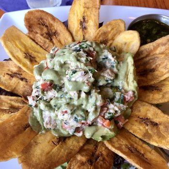 Las Americas Latin Cuisine - Avocado stuffed with chicken salad, creamy jalapeño sauce on plantain chips & chimichurri on lunch menu. Excellent! - Latin American Near Me - Brenham, Texas Las Americas Latin Cuisine - Avocado stuffed with chicken salad, creamy jalapeño sauce on plantain chips & chimichurri on lunch menu. Excellent! - Latin American Near Me - Brenham, Texas