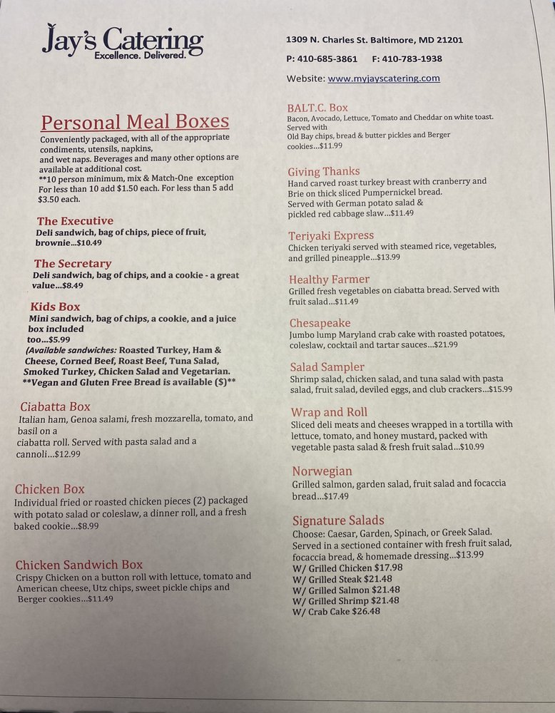 JAY’S CATERING 1309 N Charles St, Baltimore, Maryland Caterers