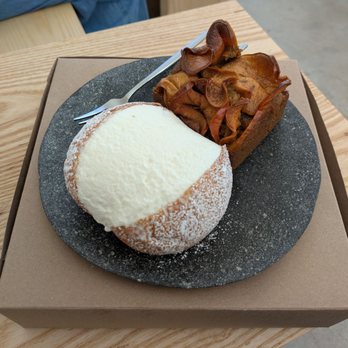 Modu Cafe - @endoedibles 12/07/24 on instagram  Milk Cream Bun, Kabocha Persimmon Cake - Coffee & Tea Near Me - Los Angeles, California