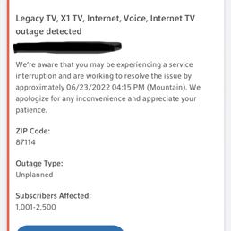 Your typical Xfinity message.