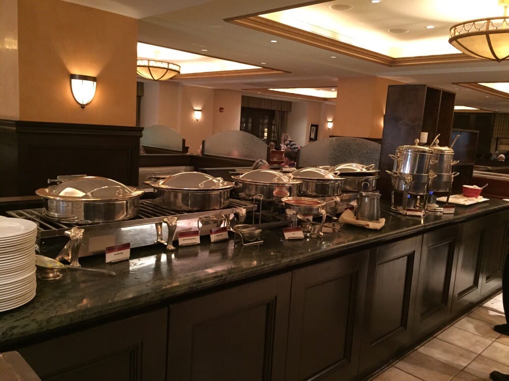 Breakfast side with omelette station.