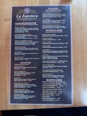 Menu photo 2 La Zapoteca Moorpark, CA Menu photo 2 La Zapoteca Moorpark, CA