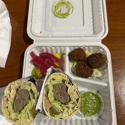 Kofta Kabob Wrap with side of Falafel Kofta Kabob Wrap with side of Falafel
