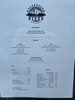 Menu photo 2 Backpacker Pizza Camas, WA