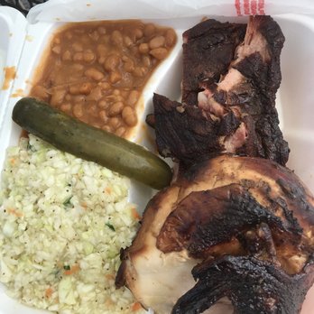 Miss Myra's Pit Bar-B-Q - 1/4 white chicken, ribs, beans and coleslaw plate. - Barbeque Near Me - Birmingham, Alabama Miss Myra's Pit Bar-B-Q - 1/4 white chicken, ribs, beans and coleslaw plate. - Barbeque Near Me - Birmingham, Alabama