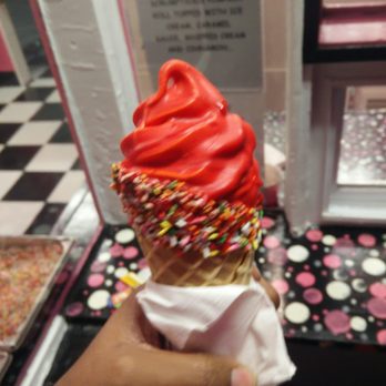 Punks Ice Cream Shoppe - Vanilla Cherry Dipped Soft Serve In  A Chocolate Covered Sprinkled Waffle Cone. - Ice Cream & Frozen Yogurt Near Me - Baden, Pennsylvania