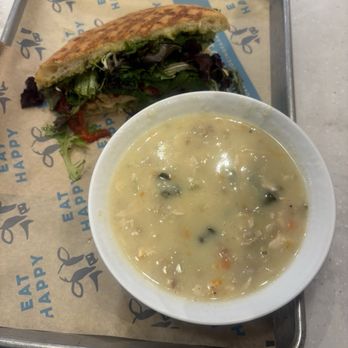 Mendocino Farms - 1/2 Chicken Pesto Caprese, Chicken farrow soup - Salad Near Me - Dublin, California Mendocino Farms - 1/2 Chicken Pesto Caprese, Chicken farrow soup - Salad Near Me - Dublin, California