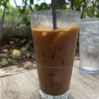 Eggs 'n Things - Iced 24 Hour Kona Rainforest Cold Brew. I added the cream, it comes black. - American Near Me - Kapolei, Hawaii Eggs 'n Things - Iced 24 Hour Kona Rainforest Cold Brew. I added the cream, it comes black. - American Near Me - Kapolei, Hawaii