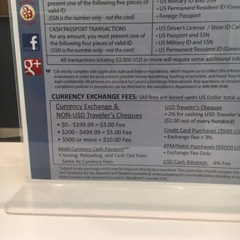 Currency Exchange International - Quick shot of their fees - Currency Exchange Near Me - Tukwila, Washington