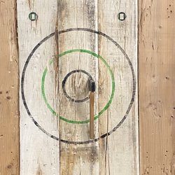 Clutch Shot Axe Throwing - Bullseye! I was so proud of myself