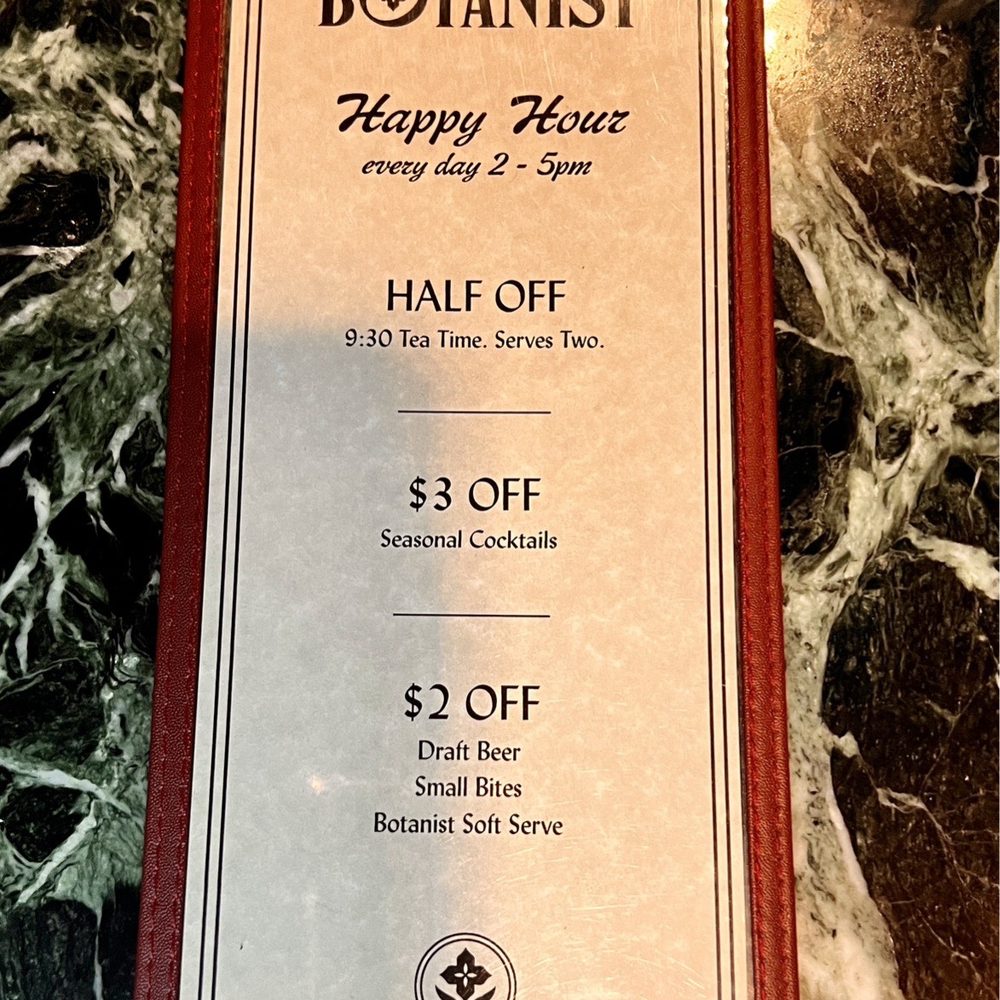 The Botanist - Happy hour menu - Cocktail Bars Near Me - Bakersfield, California The Botanist - Happy hour menu - Cocktail Bars Near Me - Bakersfield, California