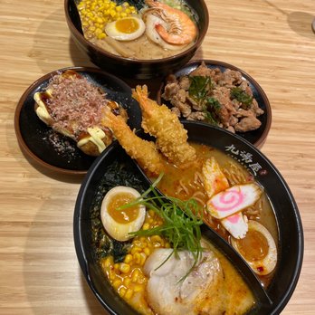 Kyuramen - Cherry Hill - 3. Mega Ramen Takoyaki Octopus Balls Popcorn Chicken 6. Kyushu Spicy Tonkotsu Ramen - Ramen Near Me - Cherry Hill, New Jersey
