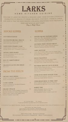 Menu photo 1 Larks Home Kitchen Cuisine Ashland, OR