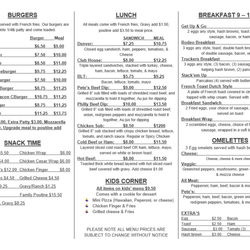 Pete's Bakery - Page 2, take out menu. updated 2020. Prices subject to change without notice