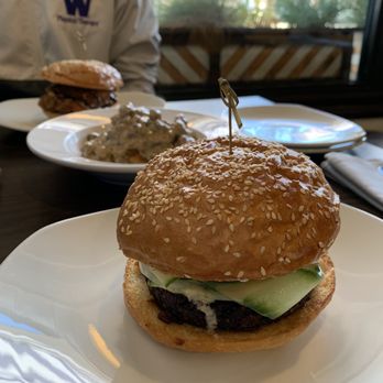 Oak Hill Post - Veggie burger with biscuits and gravy - New American Near Me - Pittsburgh, Pennsylvania