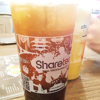 Sharetea - Whole lemon green tea with mini pearls and ice cream green tea in the back - Bubble Tea Near Me - Fairfax, Virginia Sharetea - Whole lemon green tea with mini pearls and ice cream green tea in the back - Bubble Tea Near Me - Fairfax, Virginia