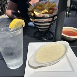 Queso dip chips and salsa