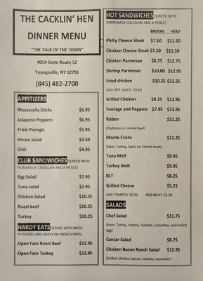 Menu photo 1 The Cacklin' Hen Youngsville, NY
