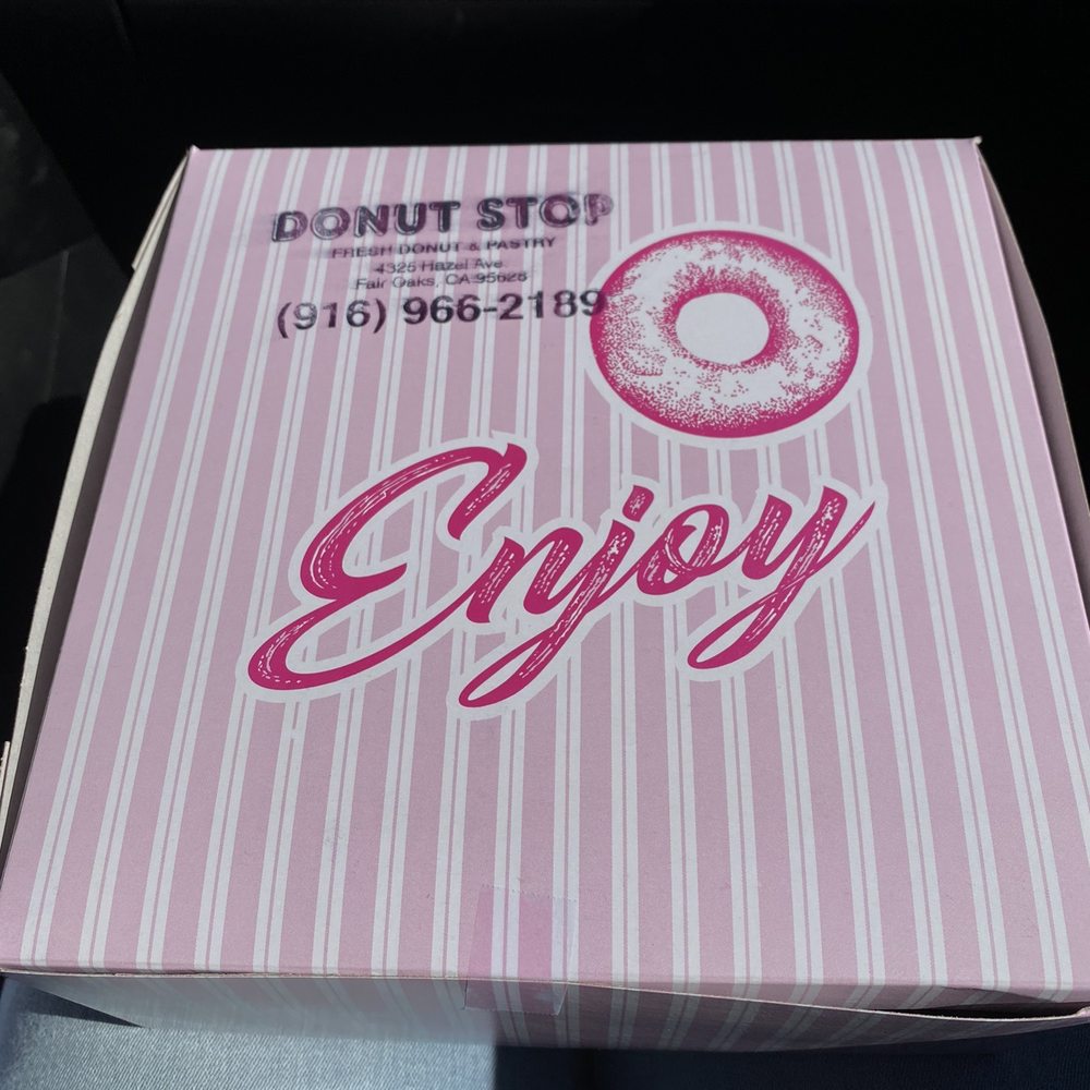 Donut Stop - a pink box with a donut on it - Donuts Near Me - Fair Oaks, California Donut Stop - a pink box with a donut on it - Donuts Near Me - Fair Oaks, California