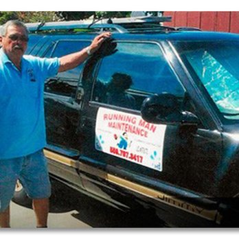 Running Man Maintenance - a man standing next to a vehicle - Plumbing Near Me - Hanford, California Running Man Maintenance - a man standing next to a vehicle - Plumbing Near Me - Hanford, California