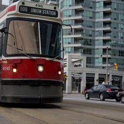 509 Harbourfront Streetcar - 509 streetcar heading E towards Union Station