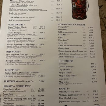 Hofbräuhaus - Beverage menu - German Near Me - Munich, BY Hofbräuhaus - Beverage menu - German Near Me - Munich, BY