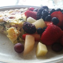 Quiche with a side of fruit. A SIDE OF FRUIT!