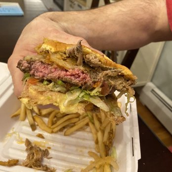 Not Your Average Joe's - Norwell - Rare mushy burger - New American Near Me - Norwell, Massachusetts