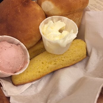 Maddox Ranch House - Bread basket with rolls (just okay) and good cornbread. Regular and raspberry butter. - Steakhouses Near Me - Perry, Utah Maddox Ranch House - Bread basket with rolls (just okay) and good cornbread. Regular and raspberry butter. - Steakhouses Near Me - Perry, Utah