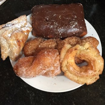 Bear Claw Bakery and Cafe - Chocolate bar (size of a brick), crumb twist, glazed old fashioned, half of a cinnamon and sugar twist, one mini cherry turnover - YUM!!! - Bakeries Near Me - Pinole, California Bear Claw Bakery and Cafe - Chocolate bar (size of a brick), crumb twist, glazed old fashioned, half of a cinnamon and sugar twist, one mini cherry turnover - YUM!!! - Bakeries Near Me - Pinole, California