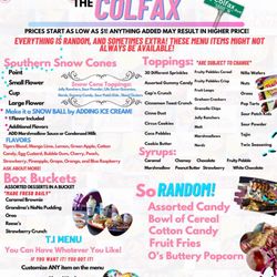 MyKings IceCream - The Colfax Menu 
Filled with lots of fun 
These items will SELL OUT