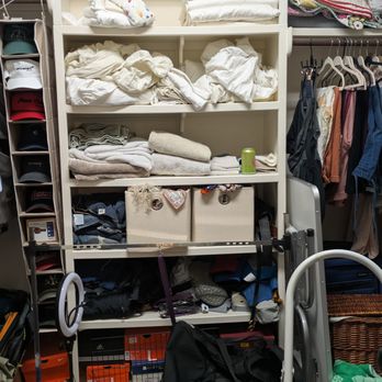 Room & Reason - After closet: Learned a better way to fold and moved items that we use to the shelves. - Home Organization Near Me