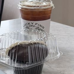 Lucky Finn Cafe - Cold brew and chocolate muffin