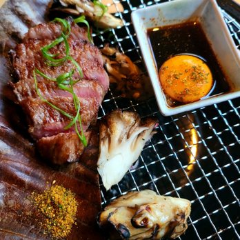 Ozumo - Takamori A5 Wagyu (Drunken wagyu, Iwakuni ranch, Jidori egg yolk tare) - Sushi Bars Near Me - San Francisco, California Ozumo - Takamori A5 Wagyu (Drunken wagyu, Iwakuni ranch, Jidori egg yolk tare) - Sushi Bars Near Me - San Francisco, California